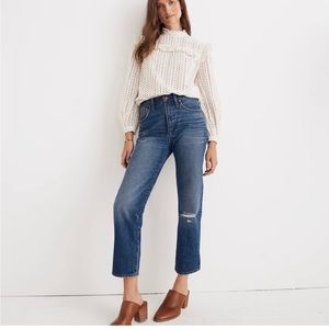 Madewell Classic Straight jeans jade wash knee rip edition size 29